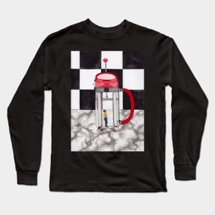 French Press Surrealist Painting for Coffee Lovers Long Sleeve T-Shirt